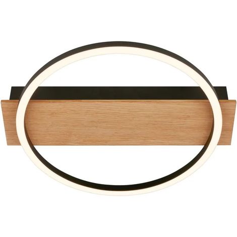 Plafoniera Kada led 34x30 cm 15W 1400lm negro y madera FSC