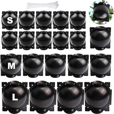 20 Pièces Boîte d'enracinement de Plante Balle de Propagation, Boîte de Culture de Racines de Plantes, Boîte de Greffage Dispositif De Racine De Plante pour Greffage Jardin (S+M+L) (Noir)