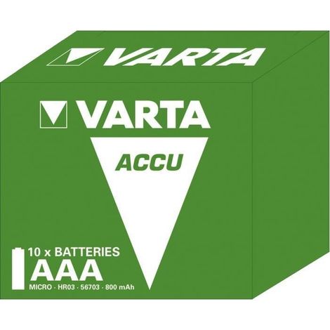 VARTA Pack de 10 batteries rechargeables Accus AAA 800 mAh 1,2V Ni-Mh (1/3)
