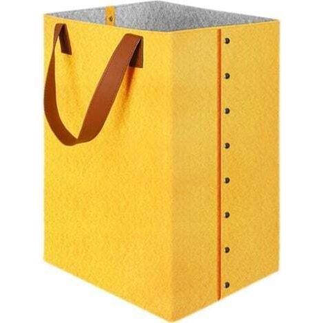 [NEVER USED] Laundry Basket, Laundry Hamper with Handles, 72L Large Felt Storage Bin, Foldable Laundry Bag, Versatile Organization, Dirty Laundry Hamper - Yellow (30 x 40 x 60 cm)