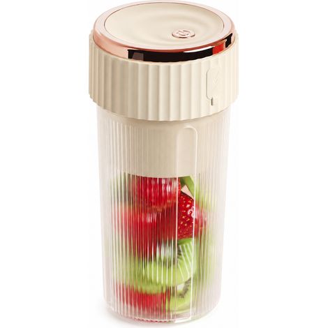 Blender Portable USB B8, 300 ml, 6 Lames en Acier Inoxydable, Rechargeable, Blanc Crème, Coffret Cadeau (1/5)