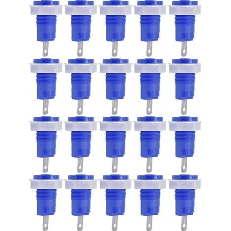 Lot de 20 bornes de raccordement à douille banane en laiton, sécurisées pour le soudage, avec mise à la terre, 4 mm, 402 1 kV 32 A, bleu (1/5)