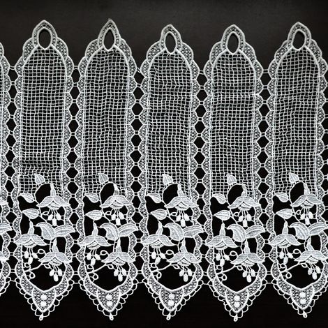 Brise bise en macramé esprit fleuri Blanc 60x45 cm
