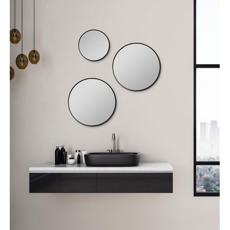 Miroir noir Ø 40 cm – Cadre en aluminium – Miroir de salle de bain rond pour une ambiance élégante – Miroir mural élégant qui allie fonctionnalité et design moderne (1/5)