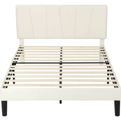 Cadre de lit 140x190 cm double réglable sommier 150x198 cm crème (1/5)
