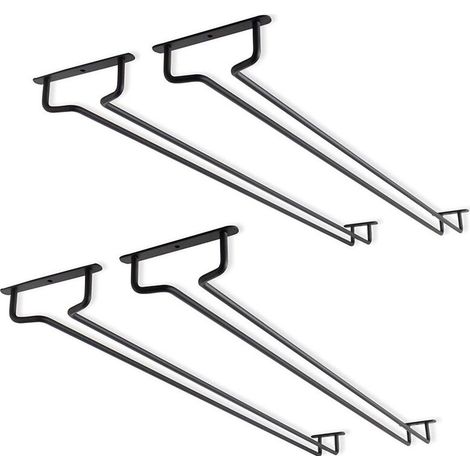4 Pack 15.7 Inch Under Cabinet Wine Glass Holder - Metal Wine Glass Rack - Wine Glass Holder for Mini Bar, Kitchen Storage - Black (1/5)