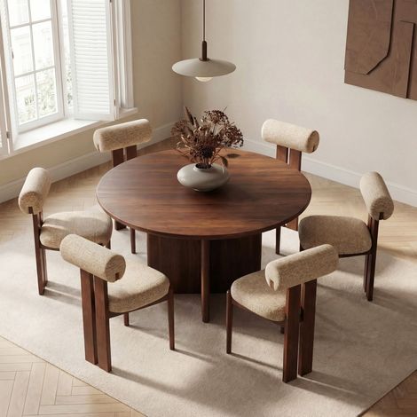 Lot de 6 Chaises de Salle à Manger– Design Rétro Élégant, Dossier Haut, Structure en Bois Robuste, Confort Classique pour Cuisine et Salle à Manger - Marron (1/5)