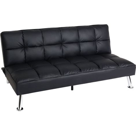 Sofa HHG-557, Klappsofa Couch Schlafsofa, Nosagfederung Schlaffunktion Liegefläche 181x107cm Kunstleder, schwarz