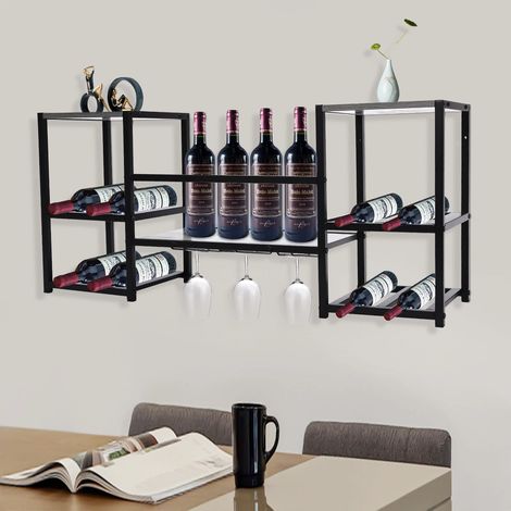 Présentoir de stockage de vin mural à 3 niveaux, étagère de stockage multifonctionnelle, économisant de l'espace, peut supporter jusqu'à 15 - 20kg
