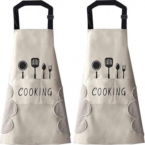 pièces - Tablier de cuisine - Tablier de cuisine professionnel - Tablier de cuisine - pour femme et homme - Tablier - Tablier de restauration - Facilement réglable - 6572cm - blanc - PVC (1/5)