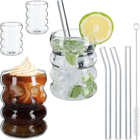 Trinkgläser in Wellenform 4er-Pack