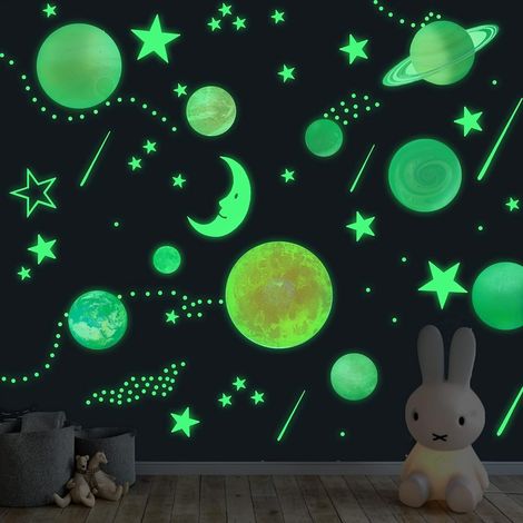 Ensemble de 158 stickers muraux phosphorescents planètes et étoiles, déco lunaire solaire lumineuse pour plafond, adhésifs spatiaux pour chambre enfant, garçon et fille, autocollants muraux qui brille (1/5)