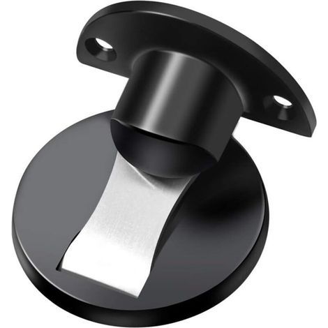 Magnetic Door Stop in 304 Stainless Steel, Soft-Catch Door Stop in Brushed Metal, Door Holder for Home, Hotel, Restaurant, Office - Black (1/4)