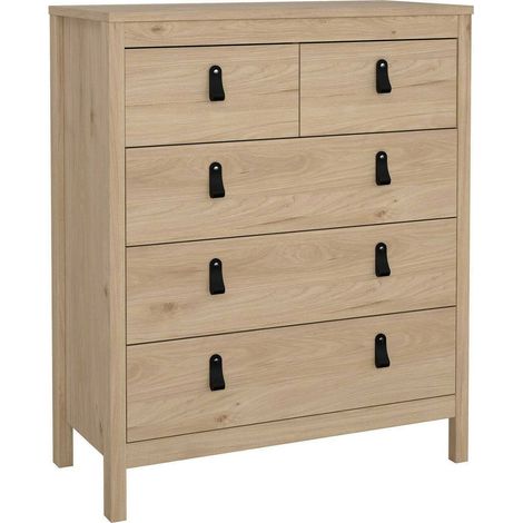Dmora - Cassettiera Jeanine, Settimino multiuso, Comò camera da letto, Mobile con cassetti, 82x38 h99 cm, Rovere
