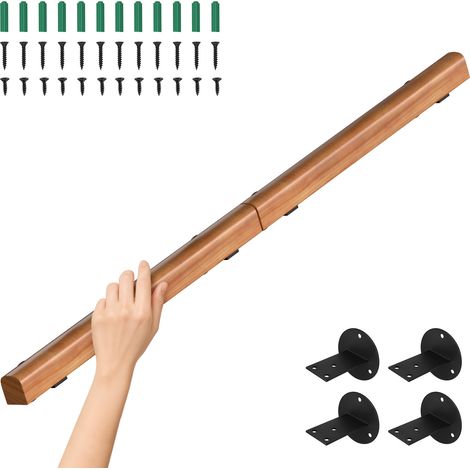 TolleTour Wandhandlauf Kiefernholz 150 cm, Ø5 cm, verbindbar zu einem Handlauf, rutschhemmender Treppenhandlauf für Flur Bad (1/5)