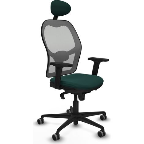 Jorquera sincro malla gris similpiel verde botella brazos 2D base nailon cabecero fijo ruedas 65mm engomada (1/5)
