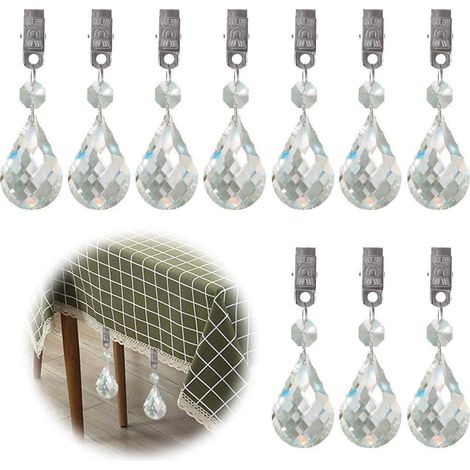 Lot de 10 pinces à nappe en cristal pour pique-niques, fêtes et mariages (1/5)
