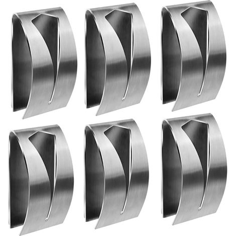 Juego de 6 ganchos adhesivos para paños de cocina/rejillas de cocina - Ganchos de pared de acero inoxidable, no requieren perforación. (1/5)