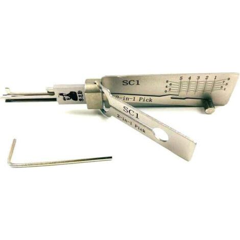 QORVA-Outils de crochetage de serrure 2 en 1 – Décodeur et pioche pour serrurier professionnel – Gâche électrique – Finition métal