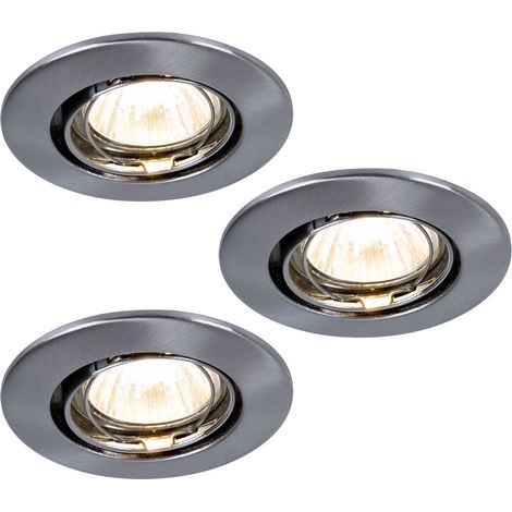 PAULMANN - SET 3 FARETTI LED DA INCASSOORIENTABILI/ROTONDI IN FERRO SPAZZOLATO 3x35W / 105VA / GU4 / 35mm (1/5)