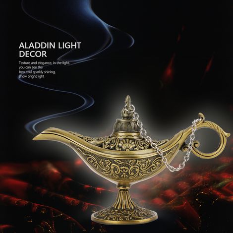 Lampe magique Aladdin rétro rare en bronze, pot à souhaits, objet de collection. (1/5)