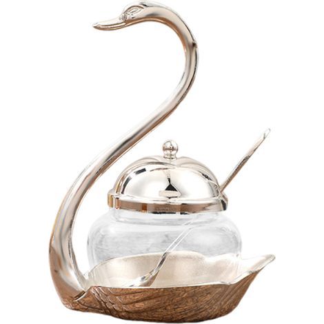 Bouteille aromatisante Swan Sugar Jar-Verre argent-boîte d'assaisonnement maison (1/5)
