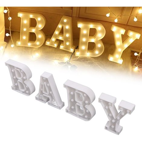 Lettre lumineuse LED BABY, lumière décorative, néon, sans pile.