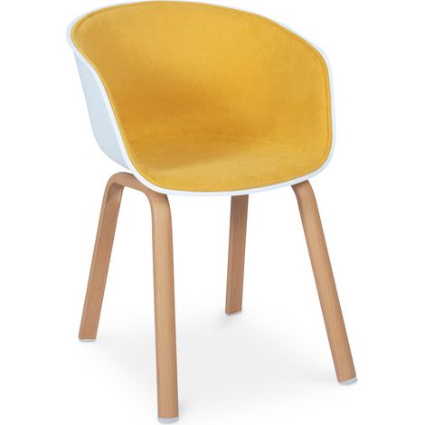 Sedia da pranzo scandinava imbottita con braccioli Giallo