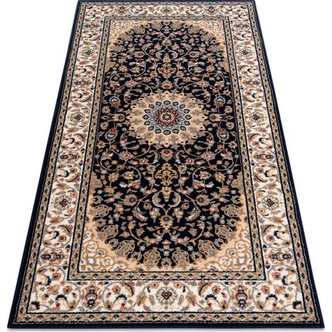 Tappeto in lana NAIN Rosone, telaio 7177/51011 beige / nero black 240x340 cm