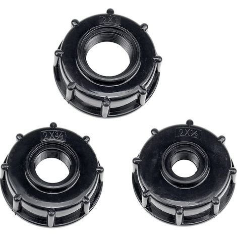 3pcs IBC Tank Adapter, Plastic Waste Water Tank Lid Adapter, IBC S60x6 Adapter Fittings 1/2 3/4 1 inch, Black (1/5)