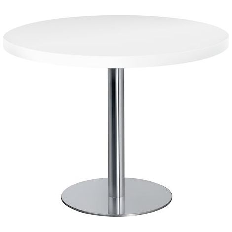 Table de réunion ronde blanc Ø 100 cm pied chromé - Arch - Maxiburo