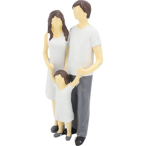 Statue de famille de 3, statue en résine peinte à la main, cadeau commémoratif pour parents, sœurs, épouse, décoration de la maison, anniversaire, fête des mères, cadeau de fête des pères, modèle de f (1/5)