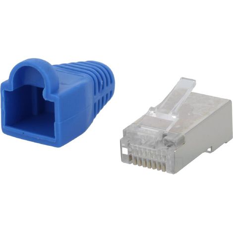 Connecteur RJ45 male Cat.5e avec protection - Bleu