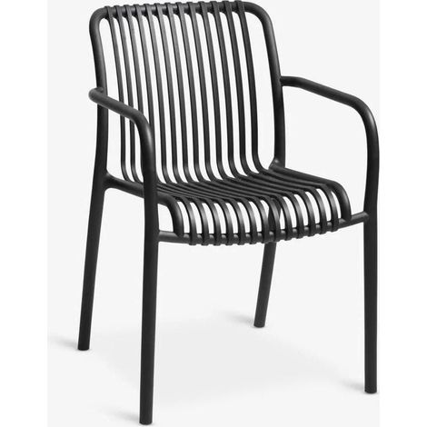ORION91oficial® - Stackable Garden Chair in Anthracite Black, made of UV-protected polypropylene, measures 81cm height and supports up to 110kg, perfect for outdoor use and compact storage. (1/5)