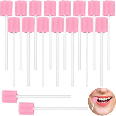 120 pcs nettoyage des dents la bouche ecouvillon (Rose), éponge de nettoyage jetable，Tampons buccaux pour le nettoyage des dents，Coton - tige jetable de niveau stérile médical (1/5)