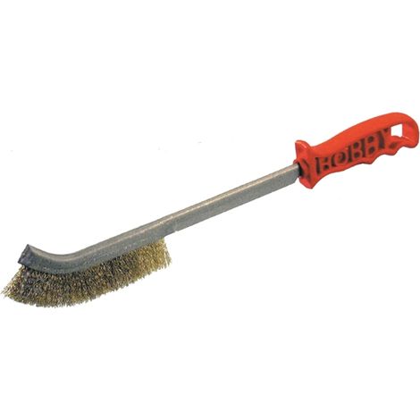 SPAZZOLA METALLICA CURVA MANICO LUNGO PULIRE ACCIAIO OTTONE BARBECUE