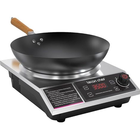Induction hob with wok, 3500W single induction hob, hot plates, 60kg load capacity, timer and preset, 11 temperature and power settings (1/5)