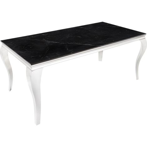 VELENA – Rechteckig 180 cm – Tischplatte aus gesinterter Stein und verchromtem Stahl – Barockstil