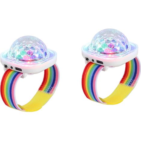 Boules disco lumineuses, lot de 2 mini veilleuses LED portables avec bracelet USB pour enfants et fêtes (blanc)