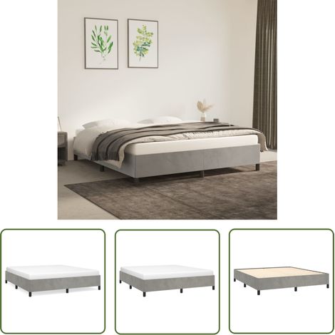 The Living Store Bettgestell ohne Matratze Hellgrau 180x200 cm Samt - Samtbettwäsche - Boxspringbett - Doppelbett - Schlafzimmer Dekoration - Luxusbett (1/5)