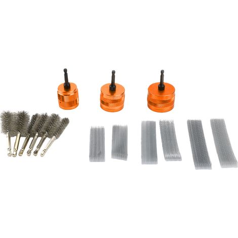 Nettoyeur de tuyaux en cuivre pour forets de 1/2", 3/4" et 1", kit de brosse de nettoyage, tige de 1/4", décapant pour peinture et rouille, orange (1/5)