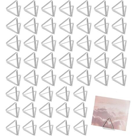 Sollbry Lot de 60 Mini Porte-cartes Triangulaires Mignons Porte-numéro de Table Porte-cartes de Menu Photo Pour Mariage, Fête D'anniversaire, Porte-cartes de Table (Argent) (1/5)
