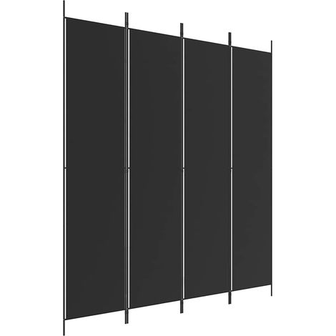 4-Panel Room Divider Black 200x220 cm Fabric vidaXL