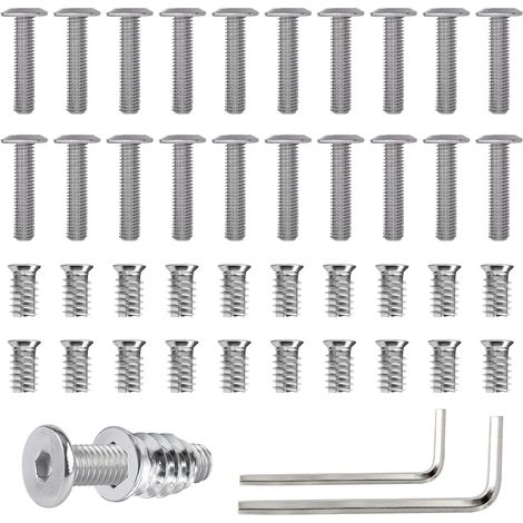 20 Pcs M6 X 20 Vis et Écrous à Visser M6 X 15 mm Insert Fileté Bois (1/5)