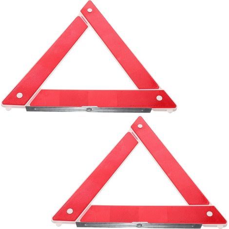 Convient aux panneaux réfléchissants en lot de 2, utilisé comme trépied réfléchissant triangulaire de signalisation d'urgence pour voiture, rouge. (1/2)