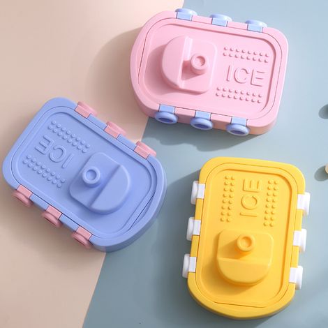 Gelbe Silikon-Eisform in kleiner Bootsform, ideal für Kinder. Perfekt für selbstgemachtes Eis am Stiel, Eis am Stiel und Eisriegel. (1/5)