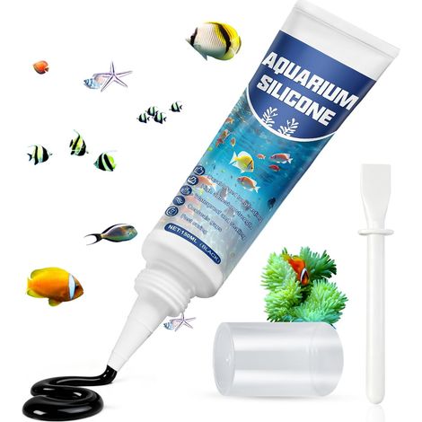 Silicone Aquarium, 150ML Silicones Aquarium Noir, Haute Elasticité, Etanche (1/5)