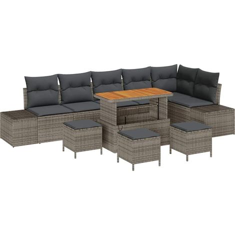 Maison Exclusive - Set Divano da Giardino con cuscino 10 pcs Grigio polyrattan