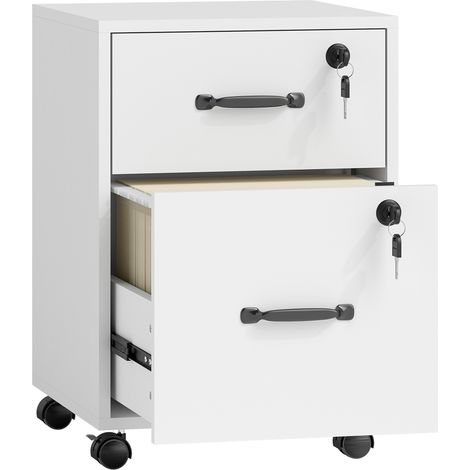 Schedario da Ufficio 40x40x54,1 cm con 2 Cassetti Ruote a Freno in Legno Bianco (1/5)