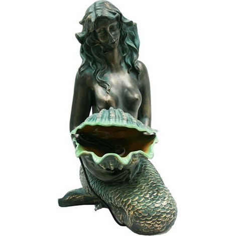 Ubbink – Fontaine de jardin sirène Oslo en polyrésine – Hauteur 0.78 m – Éclairage LED blanc froid – Débit 600 l/h